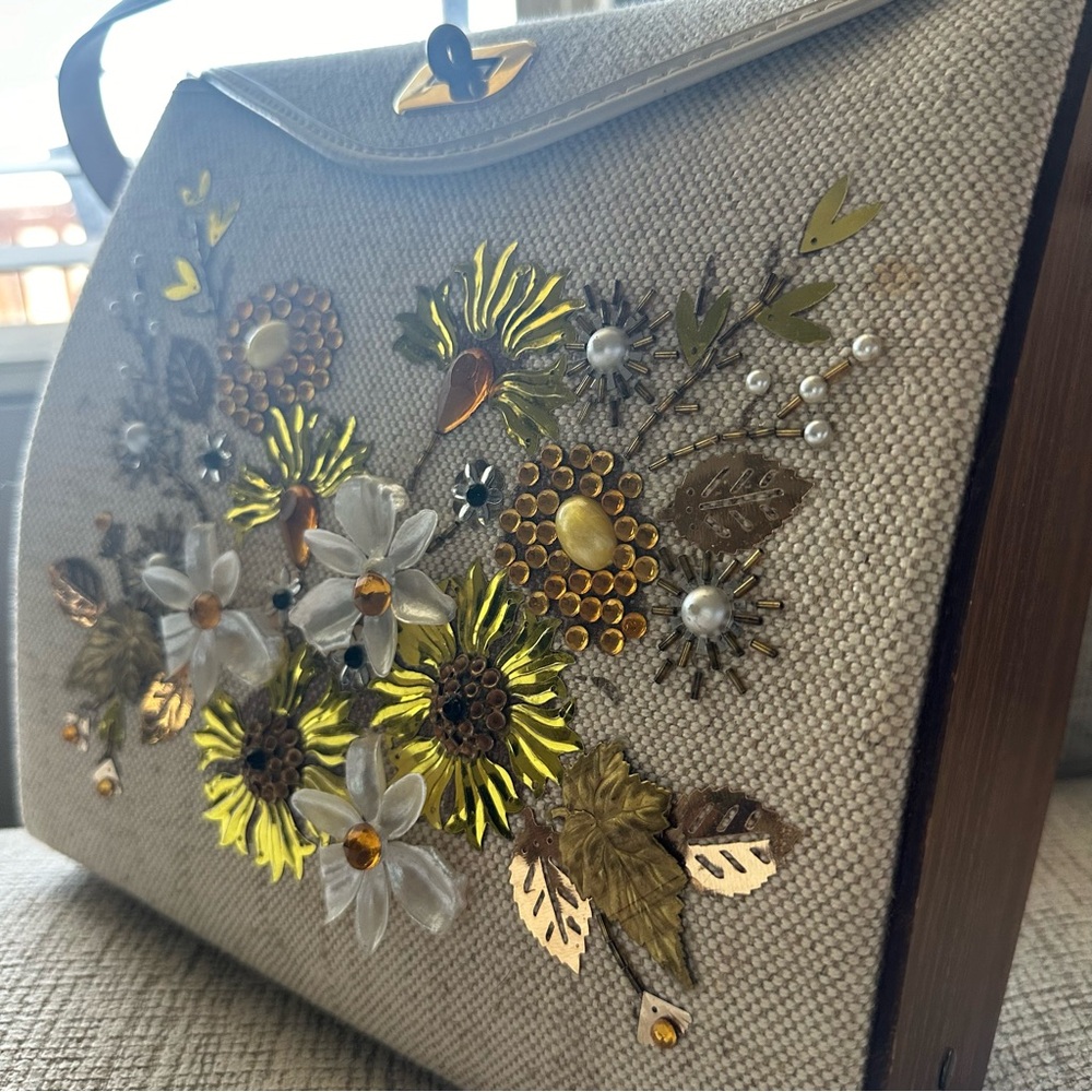 Vintage 1970s canvas sequins handbag